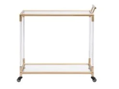 Desserte De Cuisine à Roulettes Double Plateau En Verre Trempé Et Métal - Transparent Et Doré - ORULA -Electroménager Soldes meuble de cuisine 13433325