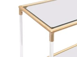 Desserte De Cuisine à Roulettes Double Plateau En Verre Trempé Et Métal - Transparent Et Doré - ORULA -Electroménager Soldes meuble de cuisine 13433329