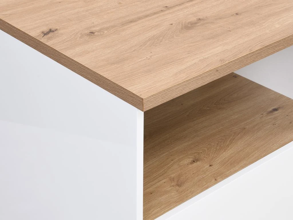 Ilot Central De Cuisine Avec 2 Portes Et 1 Niche En MDF - Naturel Et Blanc - CORELINA 11 Ilot Central De Cuisine Avec 2 Portes Et 1 Niche En MDF - Naturel Et Blanc - CORELINA – Image 9