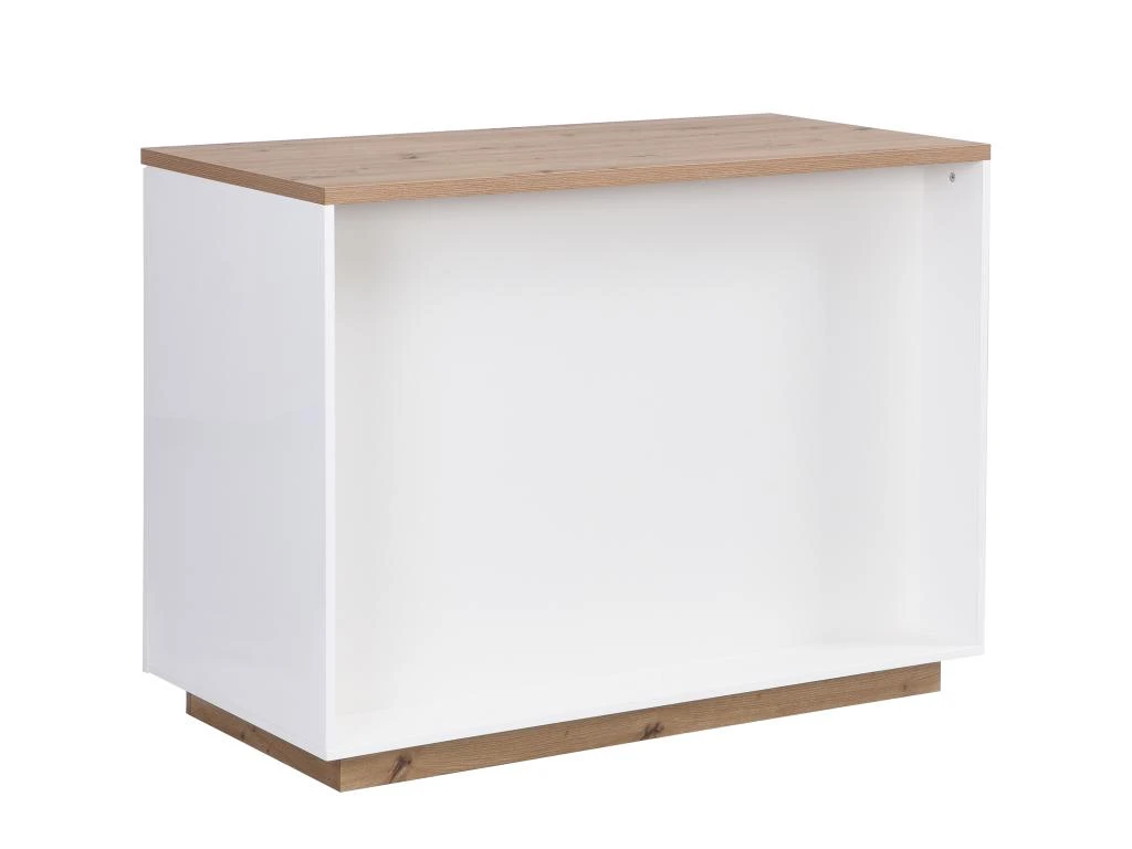 Ilot Central De Cuisine Avec 2 Portes Et 1 Niche En MDF - Naturel Et Blanc - CORELINA 7 Ilot Central De Cuisine Avec 2 Portes Et 1 Niche En MDF - Naturel Et Blanc - CORELINA – Image 5