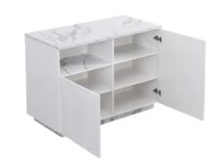 Ilot Central De Cuisine Avec 2 Portes Et 1 Niche En MDF - Effet Marbre Blanc - CORELINA -Electroménager Soldes meuble de cuisine 14178183