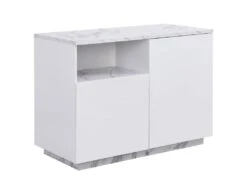 Ilot Central De Cuisine Avec 2 Portes Et 1 Niche En MDF - Effet Marbre Blanc - CORELINA -Electroménager Soldes meuble de cuisine 14178191