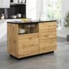 Ilot Central De Cuisine Avec 2 Portes Et 1 Niche En MDF - Naturel Et Noir - CORELINA -Electroménager Soldes meuble de cuisine 14178225