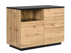 Ilot Central De Cuisine Avec 2 Portes Et 1 Niche En MDF - Naturel Et Noir - CORELINA -Electroménager Soldes meuble de cuisine 14178233