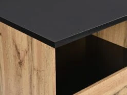 Ilot Central De Cuisine Avec 2 Portes Et 1 Niche En MDF - Naturel Et Noir - CORELINA -Electroménager Soldes meuble de cuisine 14178235
