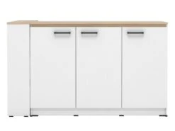 Ensemble îlot Central De Cuisine + 2 Tabourets - Blanc Et Naturel Clair - NUSICE -Electroménager Soldes meuble de cuisine 16572307