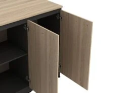 Ensemble îlot Central De Cuisine + 2 Tabourets - Noir Et Naturel Clair - NUSICE -Electroménager Soldes meuble de cuisine 16573437