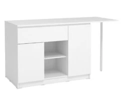 Ilot Central De Cuisine Avec 2 Portes, 1 Tiroir Et 2 Niches - Blanc - TUNORI -Electroménager Soldes meuble de cuisine 16574119