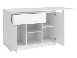 Ilot Central De Cuisine Avec 2 Portes, 1 Tiroir Et 2 Niches - Blanc - TUNORI -Electroménager Soldes meuble de cuisine 16574149