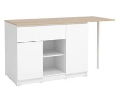 Ilot Central De Cuisine Avec 2 Portes, 1 Tiroir Et 2 Niches - Blanc Et Naturel Clair - TUNORI 21 Ilot Central De Cuisine Avec 2 Portes, 1 Tiroir Et 2 Niches - Blanc Et Naturel Clair - TUNORI -Electroménager Soldes meuble de cuisine 16576333