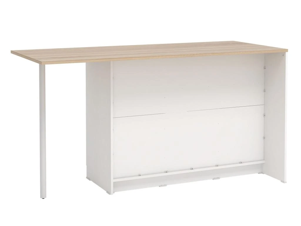 Ilot Central De Cuisine Avec 2 Portes, 1 Tiroir Et 2 Niches - Blanc Et Naturel Clair - TUNORI 10 Ilot Central De Cuisine Avec 2 Portes, 1 Tiroir Et 2 Niches - Blanc Et Naturel Clair - TUNORI – Image 8