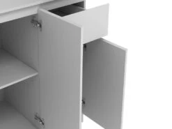 Buffet De Cuisine Avec 6 Portes, 1 Tiroir Et 5 Niches - Blanc - NIZALI -Electroménager Soldes meuble de cuisine 16577793