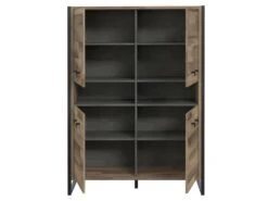 Vaisselier 4 Portes 2 Niches Décor Bois Recyclé Métal Noir - APACHE -Electroménager Soldes meuble de cuisine 17569051