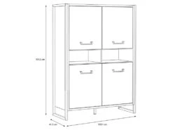 Vaisselier 4 Portes 2 Niches Décor Bois Recyclé Métal Noir - APACHE -Electroménager Soldes meuble de cuisine 17569053