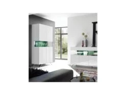 Vaisselier 2 Portes Laqué Blanc à LEDs - TARENTE N°3 -Electroménager Soldes meuble de cuisine 17634479