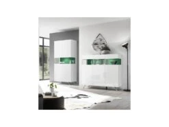 Vaisselier 2 Portes Laqué Blanc à LEDs - TARENTE N°3 -Electroménager Soldes meuble de cuisine 17634481