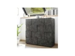 Vaisselier 2 Portes Béton Ciré Foncé - TICATO -Electroménager Soldes meuble de cuisine 17634605