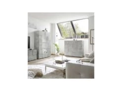 Vaisselier 2 Portes Béton Ciré Clair - TICATO 11 Vaisselier 2 Portes Béton Ciré Clair - TICATO -Electroménager Soldes meuble de cuisine 17634625