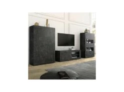 Vaisselier 4 Portes Marbre Noir - MATERA -Electroménager Soldes meuble de cuisine 17634671