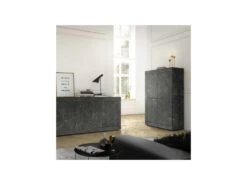 Vaisselier 4 Portes Marbre Noir - MATERA -Electroménager Soldes meuble de cuisine 17634673