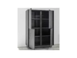 Vaisselier 4 Portes Marbre Noir - BURANO -Electroménager Soldes meuble de cuisine 17634697