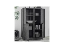 Vaisselier 4 Portes Marbre Noir - BURANO -Electroménager Soldes meuble de cuisine 17634699