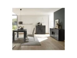 Vaisselier 2 Portes Laqué Gris Brillant - BARI -Electroménager Soldes meuble de cuisine 17634713