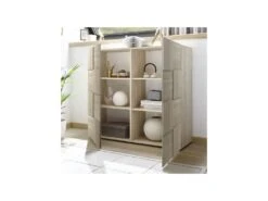 Vaisselier 2 Portes Chêne Clair - TICATO -Electroménager Soldes meuble de cuisine 17634731