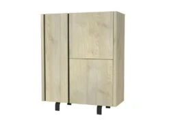 Vaisselier 3 Portes Chêne Clair/Ardoise N°2 - FOREST -Electroménager Soldes meuble de cuisine 17634743