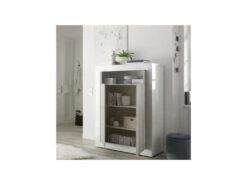 Vaisselier 2 Portes Blanc/Pin Blanc - LUBIO -Electroménager Soldes meuble de cuisine 17634781