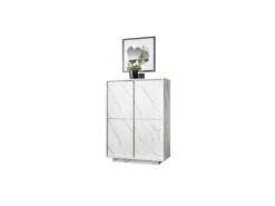 Vaisselier 4 Portes Marbre Blanc - BURANO
