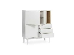 Vaisselier 3 Portes 3 Tiroirs Laque Crème/Bois - TEULAT CORVO -Electroménager Soldes meuble de cuisine 18827003