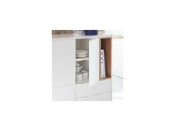 Vaisselier 3 Portes 3 Tiroirs Laque Crème/Bois - TEULAT CORVO -Electroménager Soldes meuble de cuisine 18827007