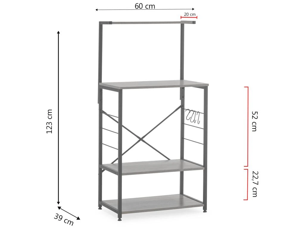 Armoire De Cuisine África Pour Micro-ondes 4 étagères, Couleur Chêne/noir 7 Armoire De Cuisine África Pour Micro-ondes 4 étagères, Couleur Chêne/noir – Image 5