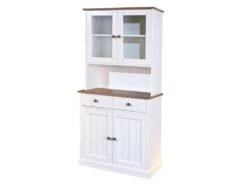 Vaisselier 4 Portes "Takao" 90cm Blanc & Naturel