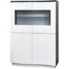 Vitrine 4 Portes "Pyloza" 110cm Blanc Laqué & Gris 1 Vitrine 4 Portes "Pyloza" 110cm Blanc Laqué & Gris -Electroménager Soldes meuble de cuisine 19162127