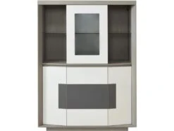 Vitrine 3 Portes & 4 Niches "Brookwood" 155cm Gris