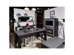 Vitrine 4 Portes "Daminao" 155cm Gris & Noir -Electroménager Soldes meuble de cuisine 19162179