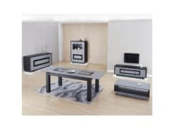 Vitrine 4 Portes "Daminao" 155cm Gris & Noir -Electroménager Soldes meuble de cuisine 19162181