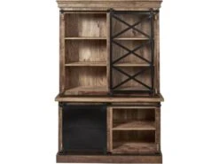 Vitrine 2 Portes "Minga" 180cm Noir & Marron