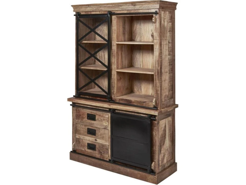 Vitrine 2 Portes "Minga" 180cm Noir & Marron 5 Vitrine 2 Portes "Minga" 180cm Noir & Marron – Image 3