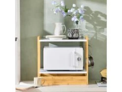 SoBuy KCR07-WN Étagère Micro Ondes, Support De Four Micro-Onde Amovible Rangement De Cuisine Avec 2 étagères, 1 Tiroir Et 1 Porte-torchon -Electroménager Soldes meuble de cuisine 19454995