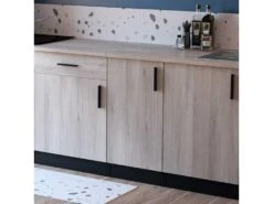 Meuble Bas De Cuisine 40 Cm 1 Porte Battante Noir/Chêne - ABINCI - L 40 X L 60 X H 85 Cm