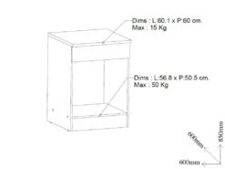 Meuble Bas Pour Four Noir/Chêne - ABINCI - L 60 X L 60 X H 85 Cm -Electroménager Soldes meuble de cuisine 19721907