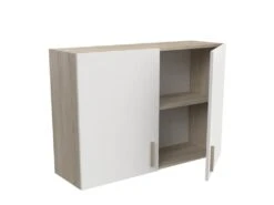 Meuble Haut De Cuisine 2 Portes 100 Cm Blanc/Chêne - ABINCI - L 100 X L 30 X H 70 Cm -Electroménager Soldes meuble de cuisine 19721951