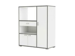 Meuble Bas De Cuisine Micro-ondes Blanc - LOLIPOP - L 90 X L 40 X H 108 Cm -Electroménager Soldes meuble de cuisine 19721973