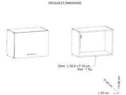 Dessus De Hotte 60 Cm 1 Abattant Blanc/Chêne - ABINCI - L 60 X L 30 X H 42 Cm -Electroménager Soldes meuble de cuisine 19722055