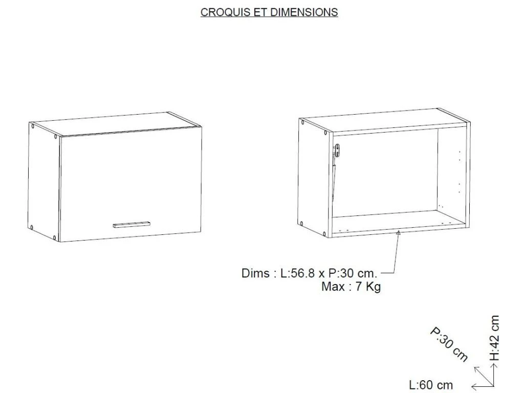 Dessus De Hotte 60 Cm 1 Abattant Noir/Chêne - ABINCI - L 60 X L 30 X H 42 Cm 6 Dessus De Hotte 60 Cm 1 Abattant Noir/Chêne - ABINCI - L 60 X L 30 X H 42 Cm – Image 4