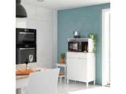 Meuble De Rangement 2 Portes Blanc/Chêne - TEKANA - L 72 X L 40 X H 126