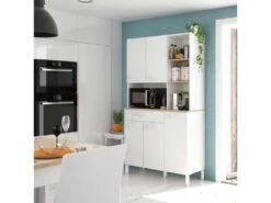 Buffet 5 Portes Blanc/Chêne - TEKANA - L 108 X L 40 X H 186